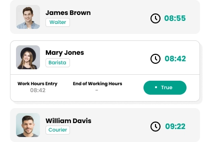 Registar os horários de entrada e saída